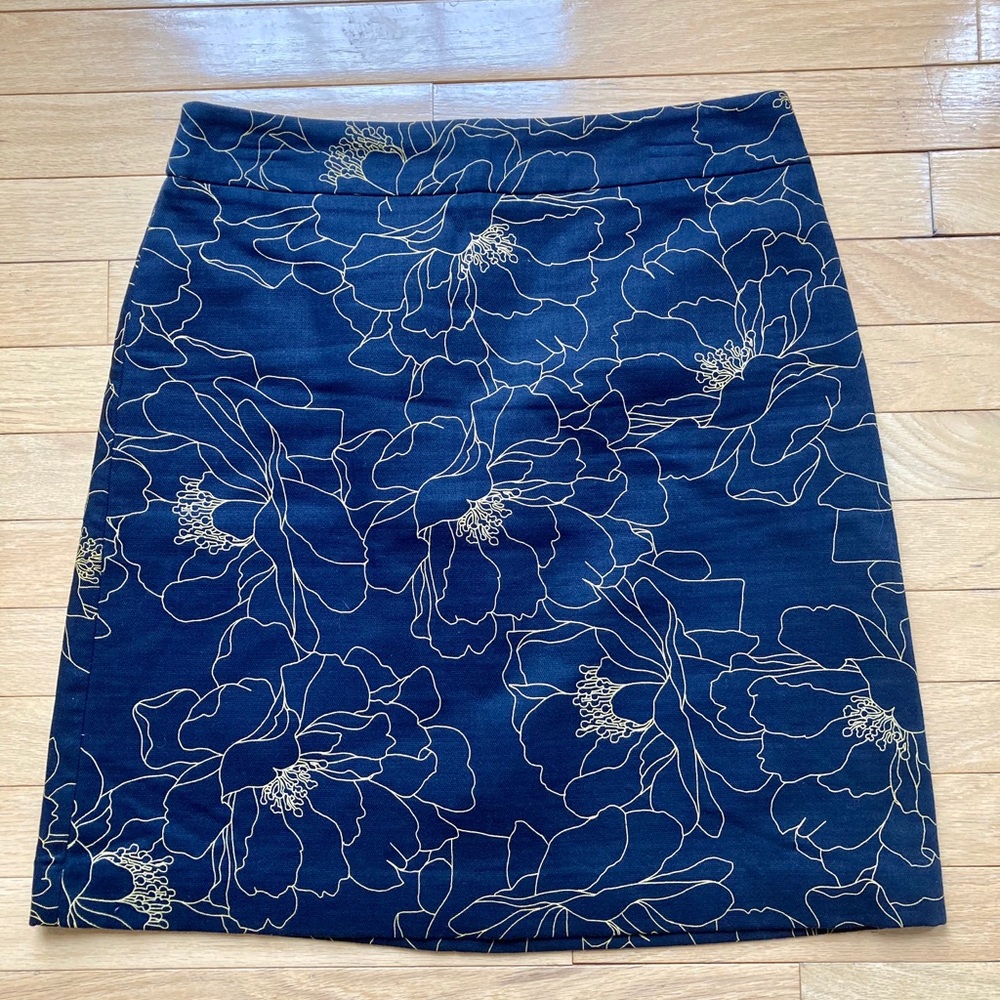 Ann Taylor Black Skirt with Gold Floral Accent